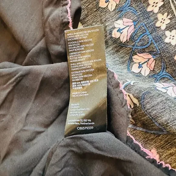 Anthropologie Dasha Smocked Midi Dress Black Floral Motif Boho Sz XS - Picture 8 of 9